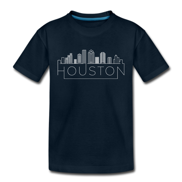 Houston, Texas Youth T-Shirt - Skyline Youth Houston Tee - deep navy