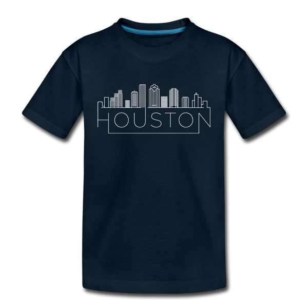Houston, Texas Youth T-Shirt - Skyline Youth Houston Tee - deep navy