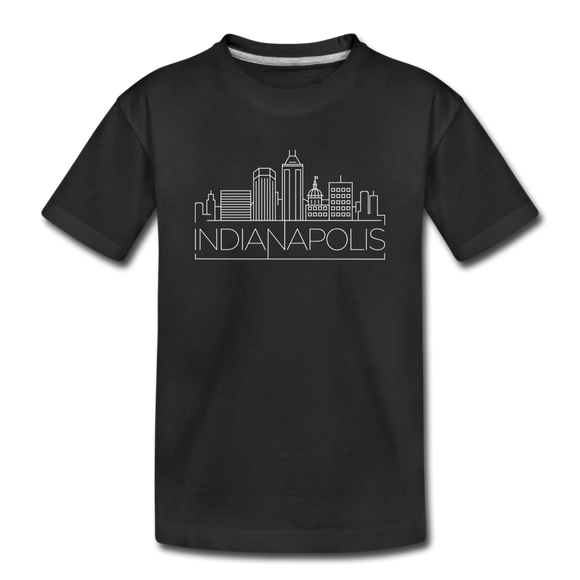 Indianapolis, Indiana Youth T-Shirt - Skyline Youth Indianapolis Tee - black