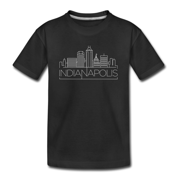 Indianapolis, Indiana Youth T-Shirt - Skyline Youth Indianapolis Tee - black