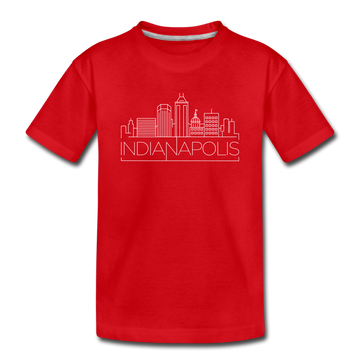Indianapolis, Indiana Youth T-Shirt - Skyline Youth Indianapolis Tee - red