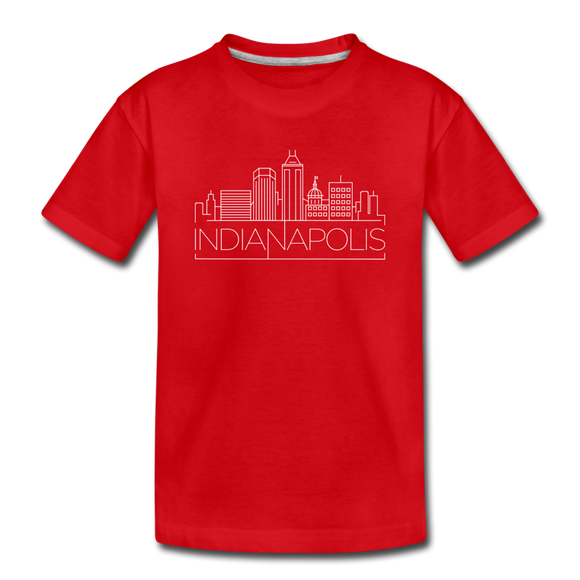 Indianapolis, Indiana Youth T-Shirt - Skyline Youth Indianapolis Tee - red