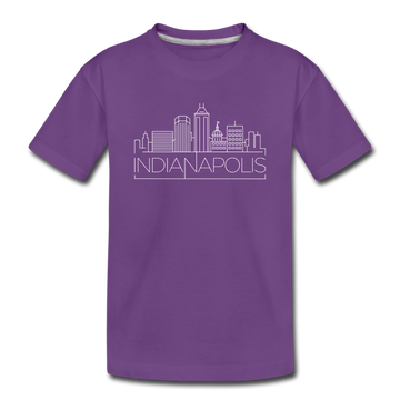 Indianapolis, Indiana Youth T-Shirt - Skyline Youth Indianapolis Tee - purple