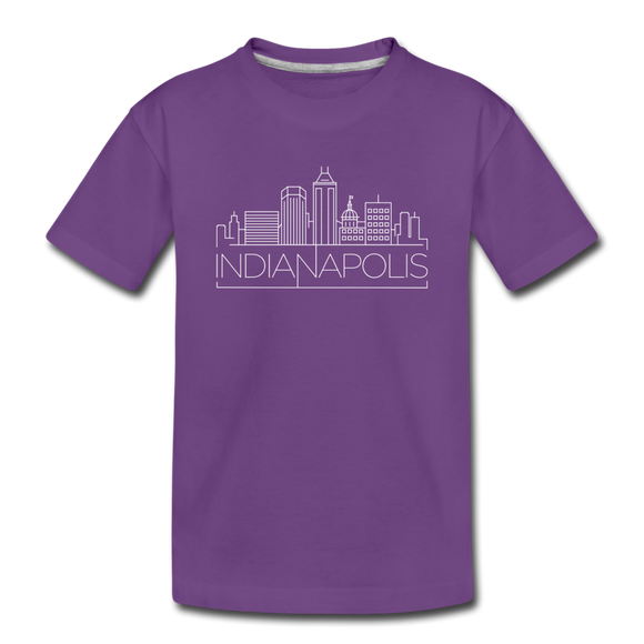 Indianapolis, Indiana Youth T-Shirt - Skyline Youth Indianapolis Tee - purple