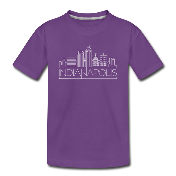 Indianapolis, Indiana Youth T-Shirt - Skyline Youth Indianapolis Tee - purple
