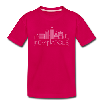 Indianapolis, Indiana Youth T-Shirt - Skyline Youth Indianapolis Tee - dark pink