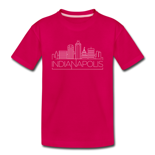 Indianapolis, Indiana Youth T-Shirt - Skyline Youth Indianapolis Tee - dark pink