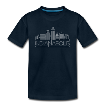 Indianapolis, Indiana Youth T-Shirt - Skyline Youth Indianapolis Tee - deep navy