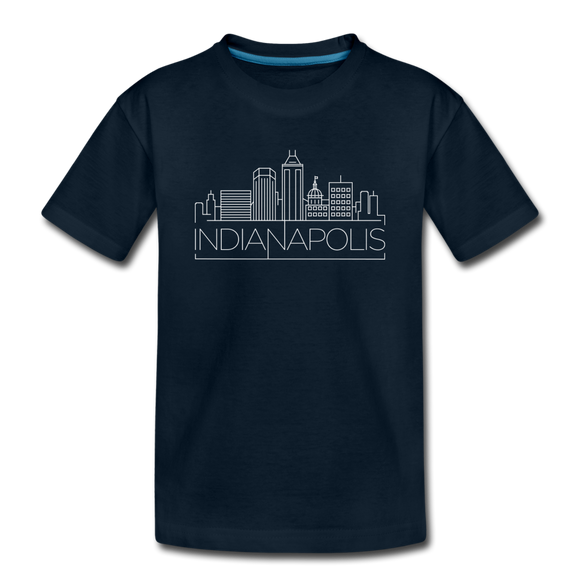 Indianapolis, Indiana Youth T-Shirt - Skyline Youth Indianapolis Tee - deep navy