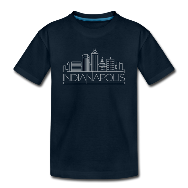 Indianapolis, Indiana Youth T-Shirt - Skyline Youth Indianapolis Tee - deep navy