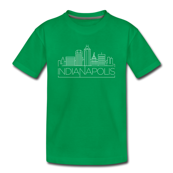 Indianapolis, Indiana Youth T-Shirt - Skyline Youth Indianapolis Tee - kelly green