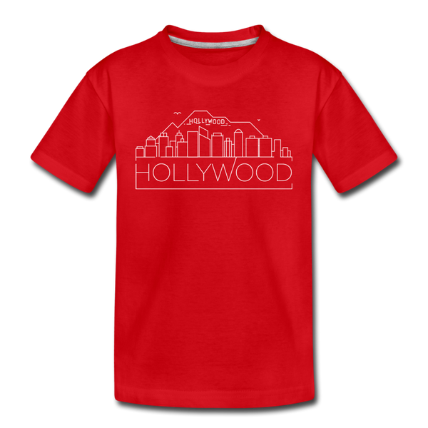 Hollywood, California Youth T-Shirt - Skyline Youth Hollywood Tee - red