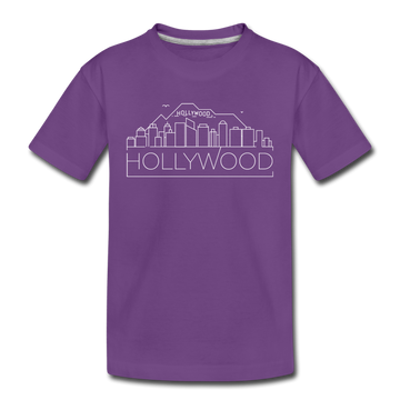 Hollywood, California Youth T-Shirt - Skyline Youth Hollywood Tee - purple