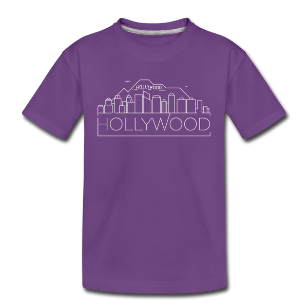 Hollywood, California Youth T-Shirt - Skyline Youth Hollywood Tee - purple