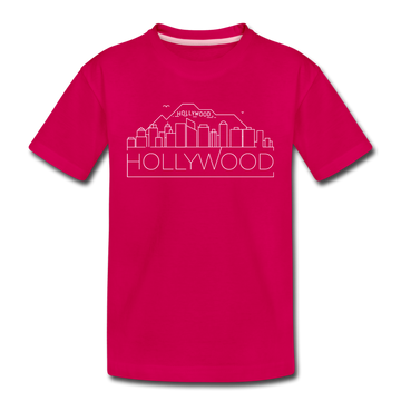 Hollywood, California Youth T-Shirt - Skyline Youth Hollywood Tee - dark pink