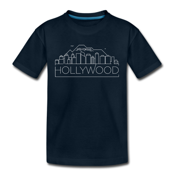 Hollywood, California Youth T-Shirt - Skyline Youth Hollywood Tee - deep navy