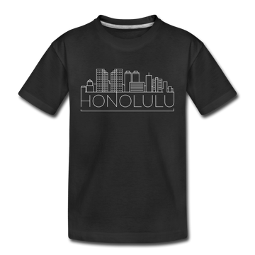 Honolulu, Hawaii Youth T-Shirt - Skyline Youth Honolulu Tee - black