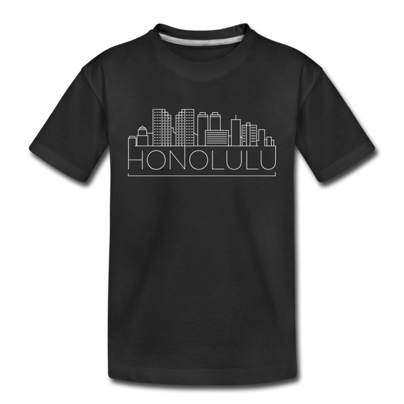Honolulu, Hawaii Youth T-Shirt - Skyline Youth Honolulu Tee - black