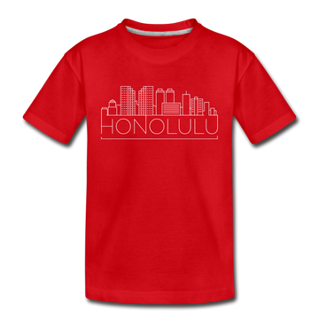 Honolulu, Hawaii Youth T-Shirt - Skyline Youth Honolulu Tee - red