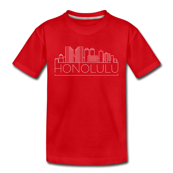 Honolulu, Hawaii Youth T-Shirt - Skyline Youth Honolulu Tee - red