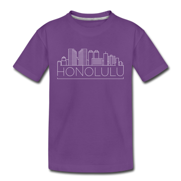 Honolulu, Hawaii Youth T-Shirt - Skyline Youth Honolulu Tee - purple