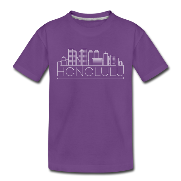 Honolulu, Hawaii Youth T-Shirt - Skyline Youth Honolulu Tee - purple