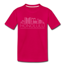 Honolulu, Hawaii Youth T-Shirt - Skyline Youth Honolulu Tee - dark pink