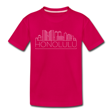 Honolulu, Hawaii Youth T-Shirt - Skyline Youth Honolulu Tee - dark pink