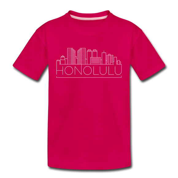 Honolulu, Hawaii Youth T-Shirt - Skyline Youth Honolulu Tee - dark pink
