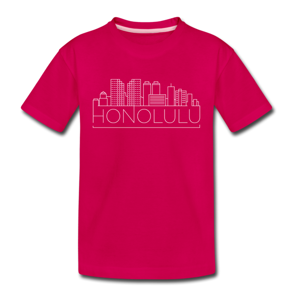 Honolulu, Hawaii Youth T-Shirt - Skyline Youth Honolulu Tee - dark pink