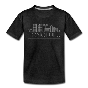 Honolulu, Hawaii Youth T-Shirt - Skyline Youth Honolulu Tee - charcoal gray