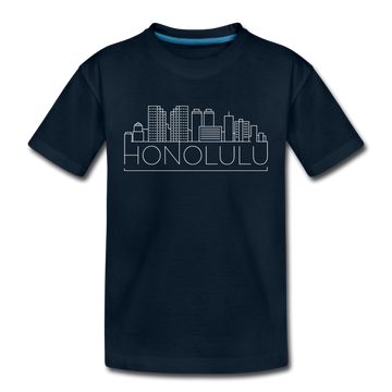 Honolulu, Hawaii Youth T-Shirt - Skyline Youth Honolulu Tee - deep navy