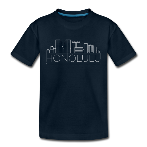 Honolulu, Hawaii Youth T-Shirt - Skyline Youth Honolulu Tee - deep navy