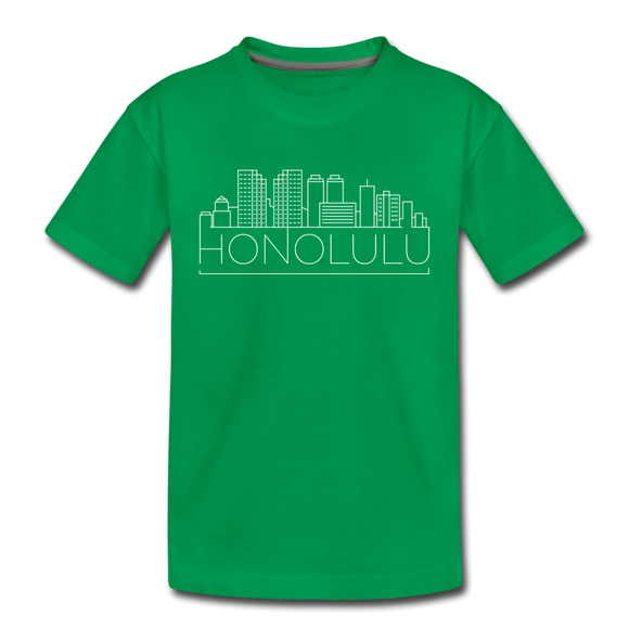 Honolulu, Hawaii Youth T-Shirt - Skyline Youth Honolulu Tee - kelly green