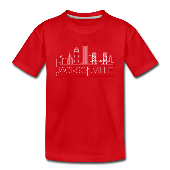 Jacksonville, Florida Youth T-Shirt - Skyline Youth Jacksonville Tee - red
