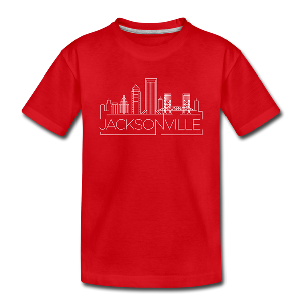 Jacksonville, Florida Youth T-Shirt - Skyline Youth Jacksonville Tee - red