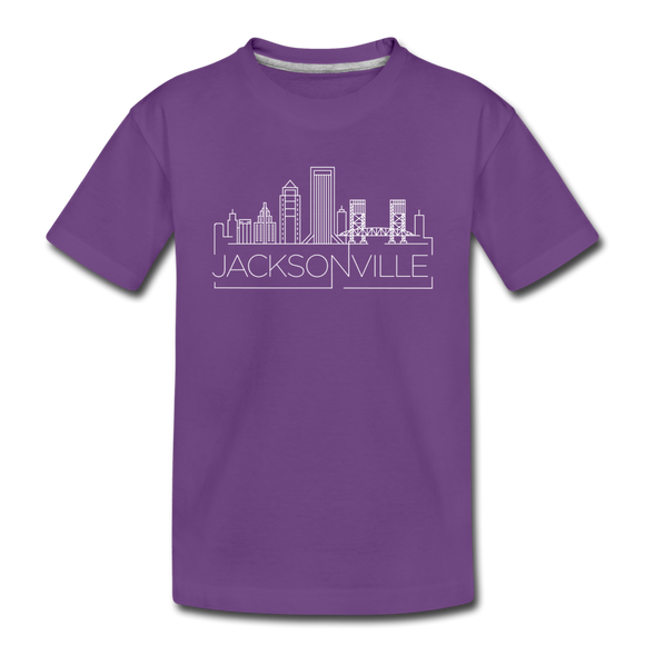 Jacksonville, Florida Youth T-Shirt - Skyline Youth Jacksonville Tee - purple