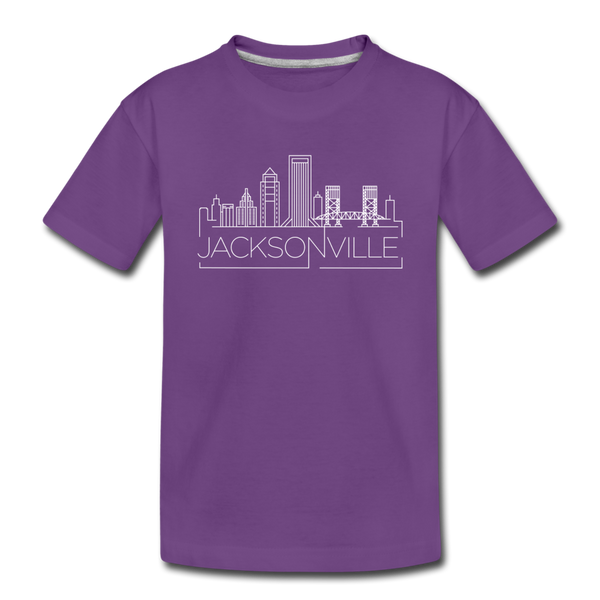 Jacksonville, Florida Youth T-Shirt - Skyline Youth Jacksonville Tee - purple
