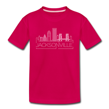 Jacksonville, Florida Youth T-Shirt - Skyline Youth Jacksonville Tee - dark pink