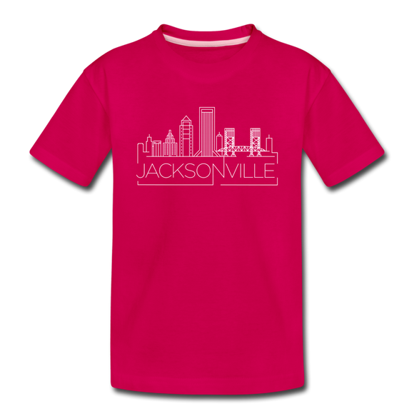 Jacksonville, Florida Youth T-Shirt - Skyline Youth Jacksonville Tee - dark pink