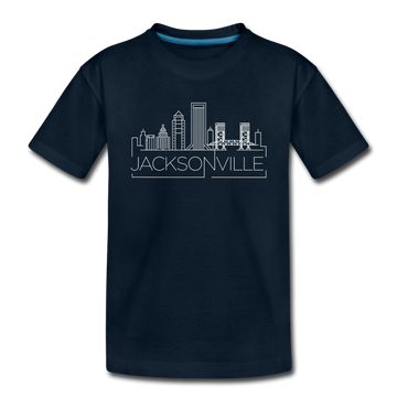 Jacksonville, Florida Youth T-Shirt - Skyline Youth Jacksonville Tee - deep navy