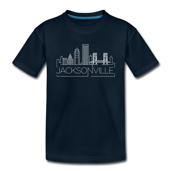 Jacksonville, Florida Youth T-Shirt - Skyline Youth Jacksonville Tee - deep navy