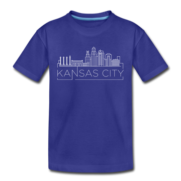 Kansas City, Missouri Youth T-Shirt - Skyline Youth Kansas City Tee - royal blue