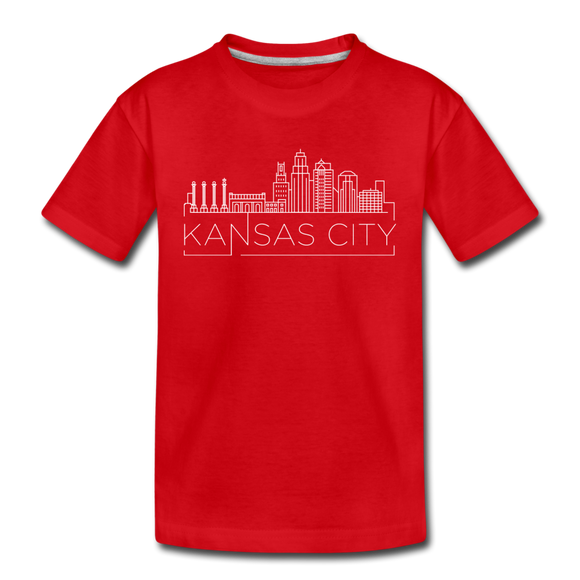 Kansas City, Missouri Youth T-Shirt - Skyline Youth Kansas City Tee - red