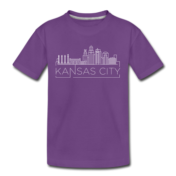 Kansas City, Missouri Youth T-Shirt - Skyline Youth Kansas City Tee - purple