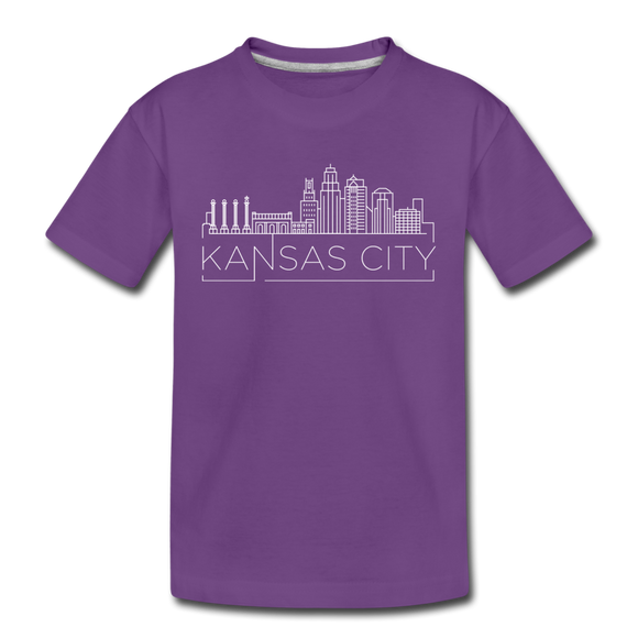 Kansas City, Missouri Youth T-Shirt - Skyline Youth Kansas City Tee - purple