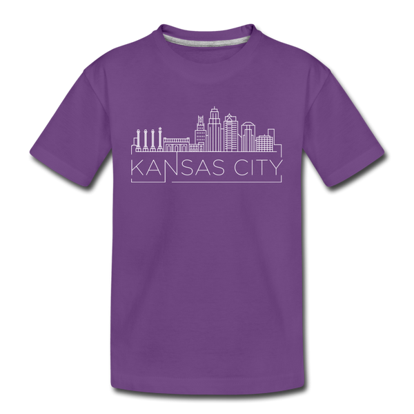 Kansas City, Missouri Youth T-Shirt - Skyline Youth Kansas City Tee - purple