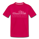 Kansas City, Missouri Youth T-Shirt - Skyline Youth Kansas City Tee - dark pink