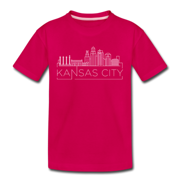 Kansas City, Missouri Youth T-Shirt - Skyline Youth Kansas City Tee - dark pink