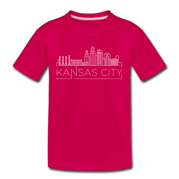 Kansas City, Missouri Youth T-Shirt - Skyline Youth Kansas City Tee - dark pink
